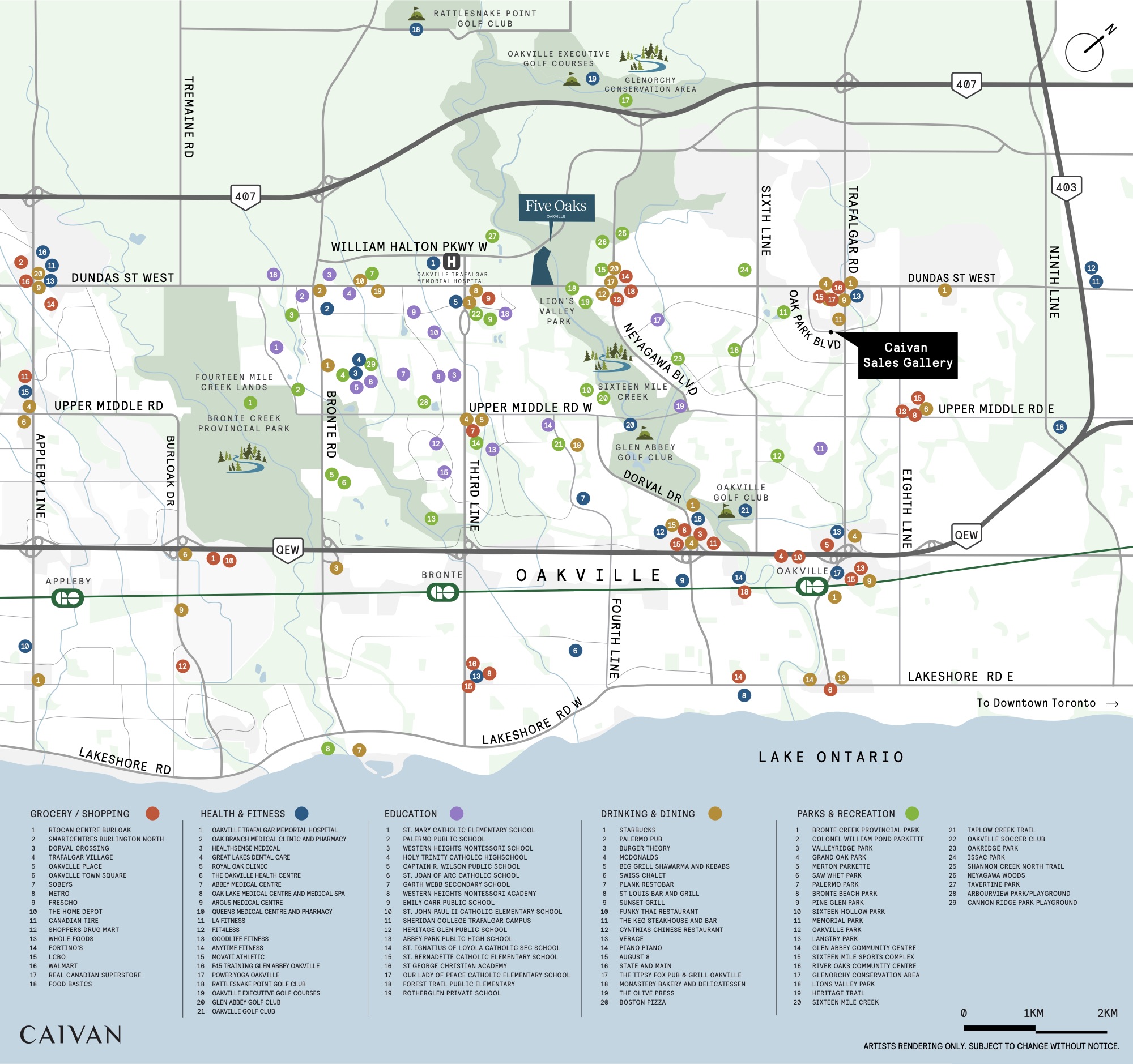 Five Oaks amenity map